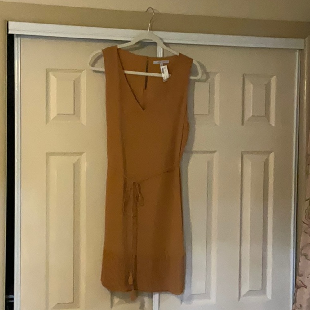 Naked Zebra Tan Sheath Mini Dress V-Neck Sleeveless